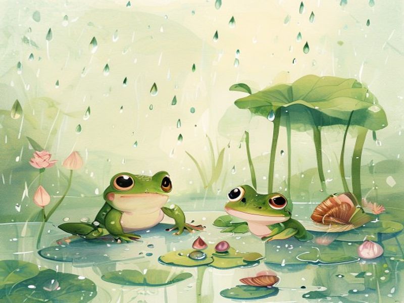 点点蛙数雨滴插图